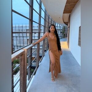 Fashion Nova Tan Maxi Dress